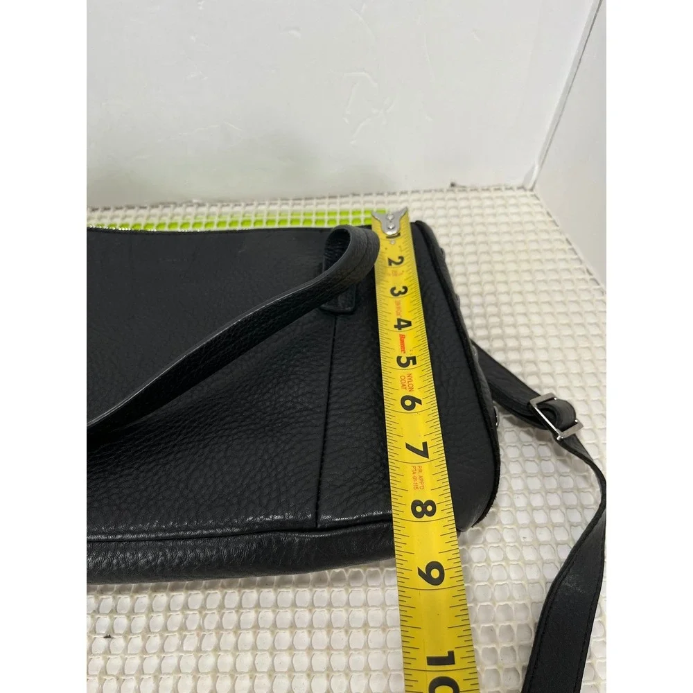 Hammitt Black Pebbled Leather Satchel Crossbody Bag‎ Gunmetal Rivets EUC